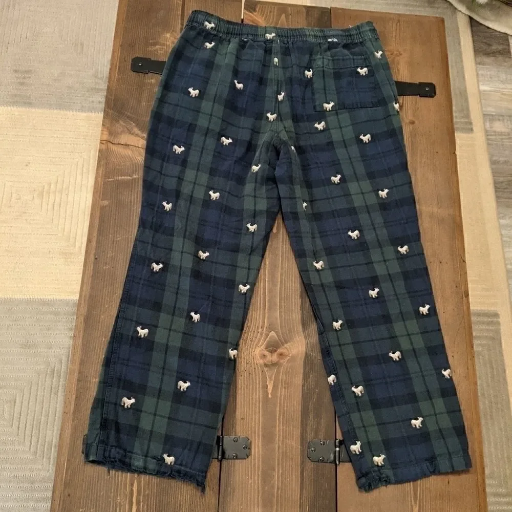Christmas JCREW sleep pants plaid polar bear L